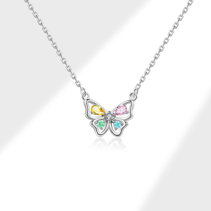 Wholesale 925 sterling silver sparkling colored diamond butterfly earrings