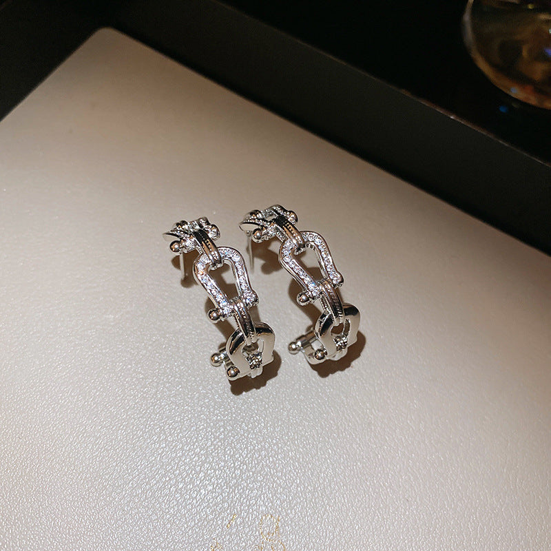 Wholesale Real Gold Silver Needle Zircon  Earrings