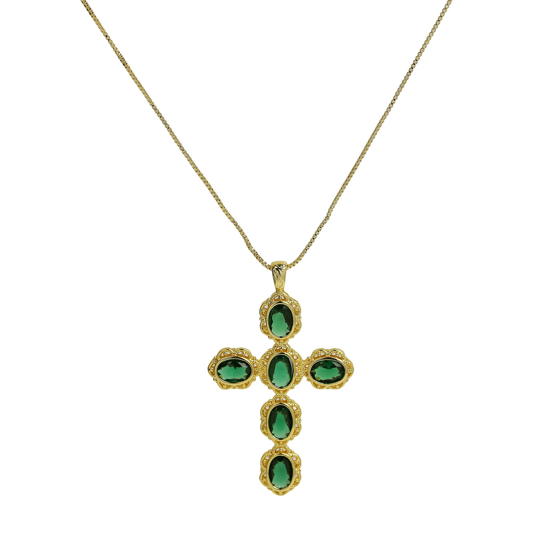 Wholesale 18k Brass Large Zircon Cross Necklaces ACC-NE-BaiYi005