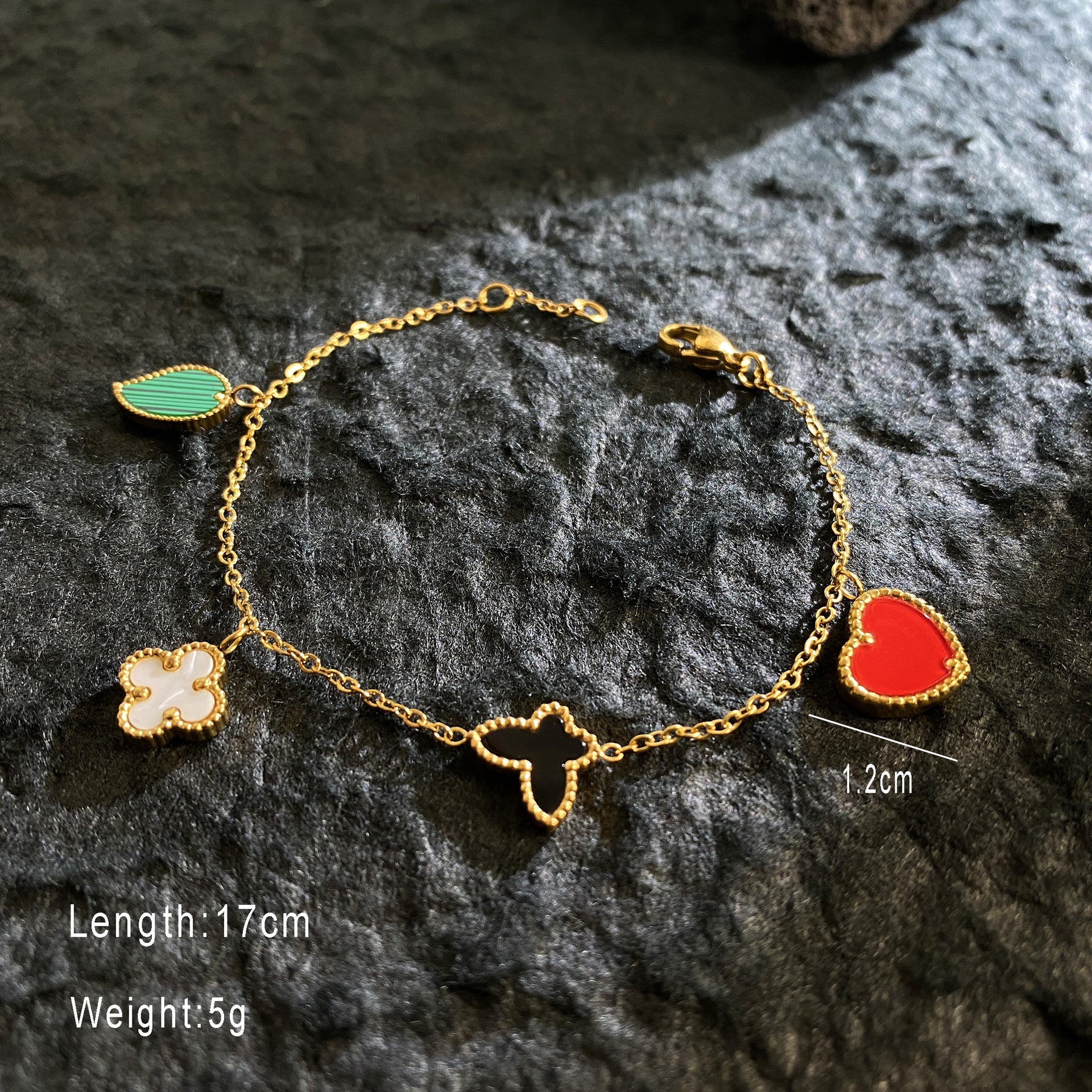 Wholesale Titanium Steel Gold Plated Laser Four Leaf Clover Pearl Bracelet ACC-BT-YuXun005