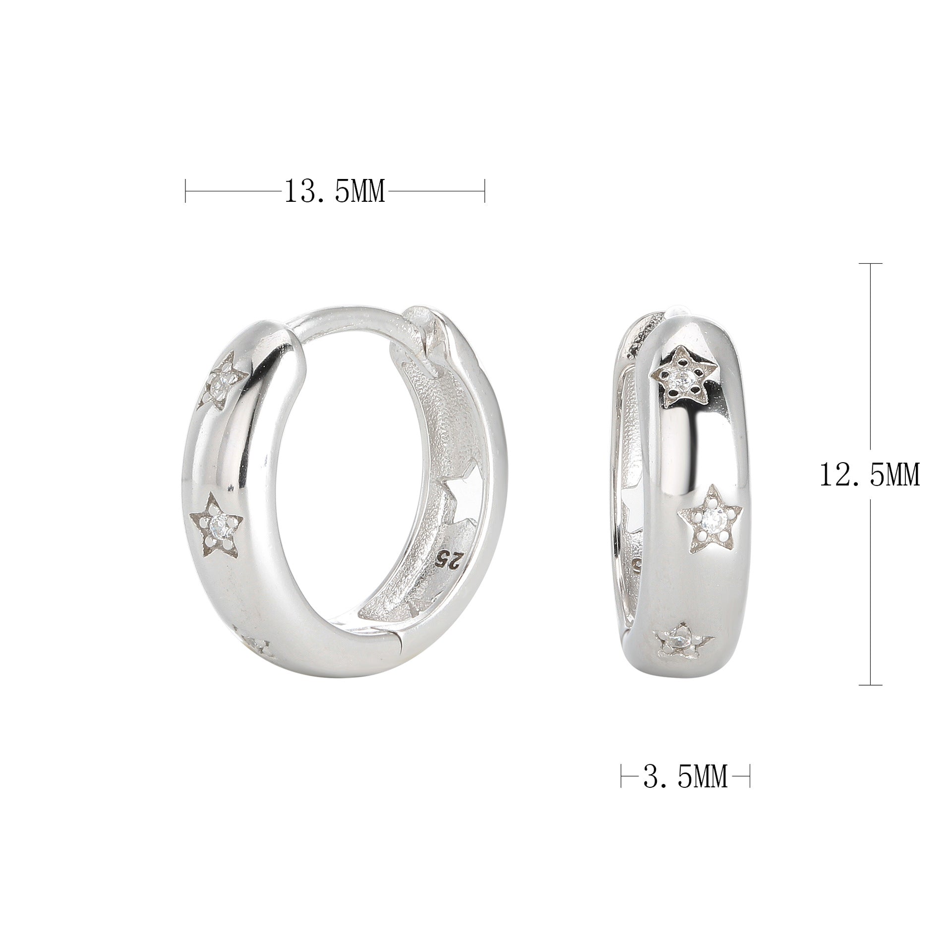 Wholesale S925 Sterling Silver Earrings Micro-inlaid Stone Star Hollow Earrings ACC-ES-HRB002