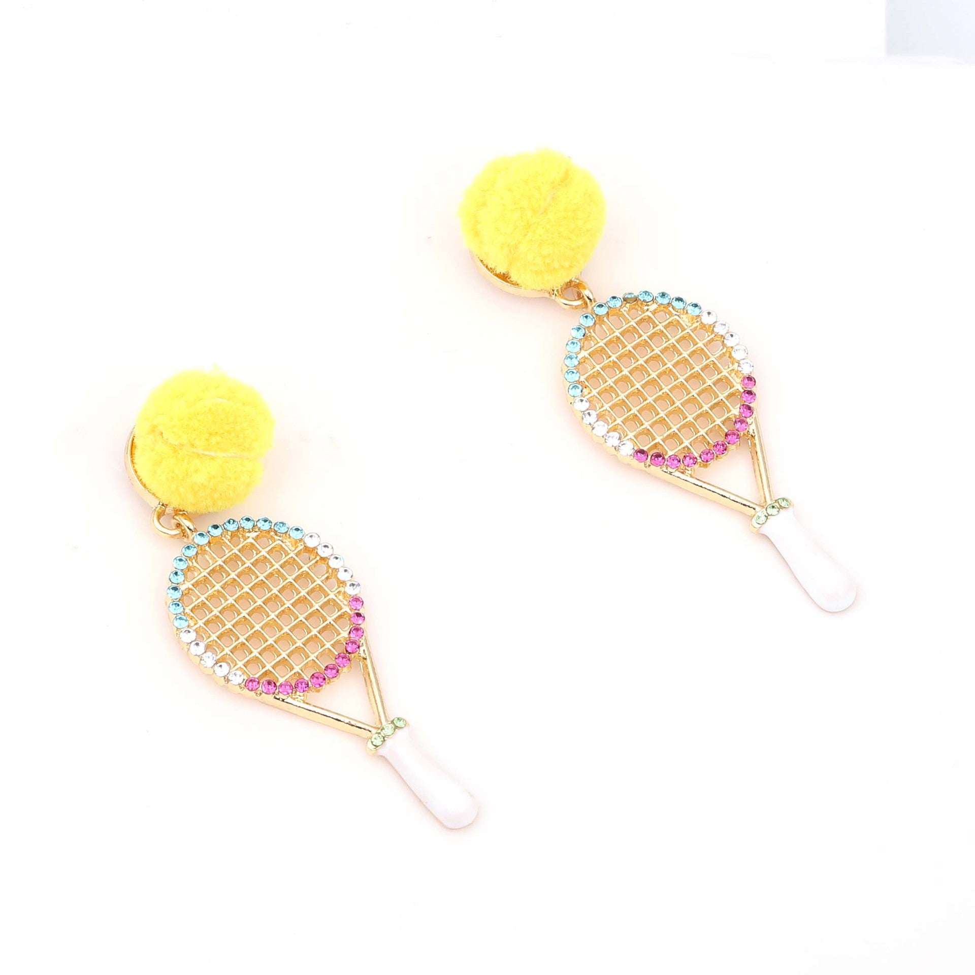 Wholesale Sports Alloy Tennis Racket Diamond Earrings
