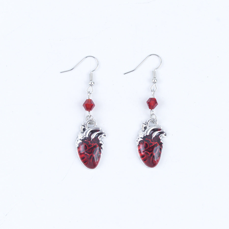 Wholesale Retro Bat Teardrop Ruby Jewelry Set  Earrings Necklace Fashion Accessory Gift