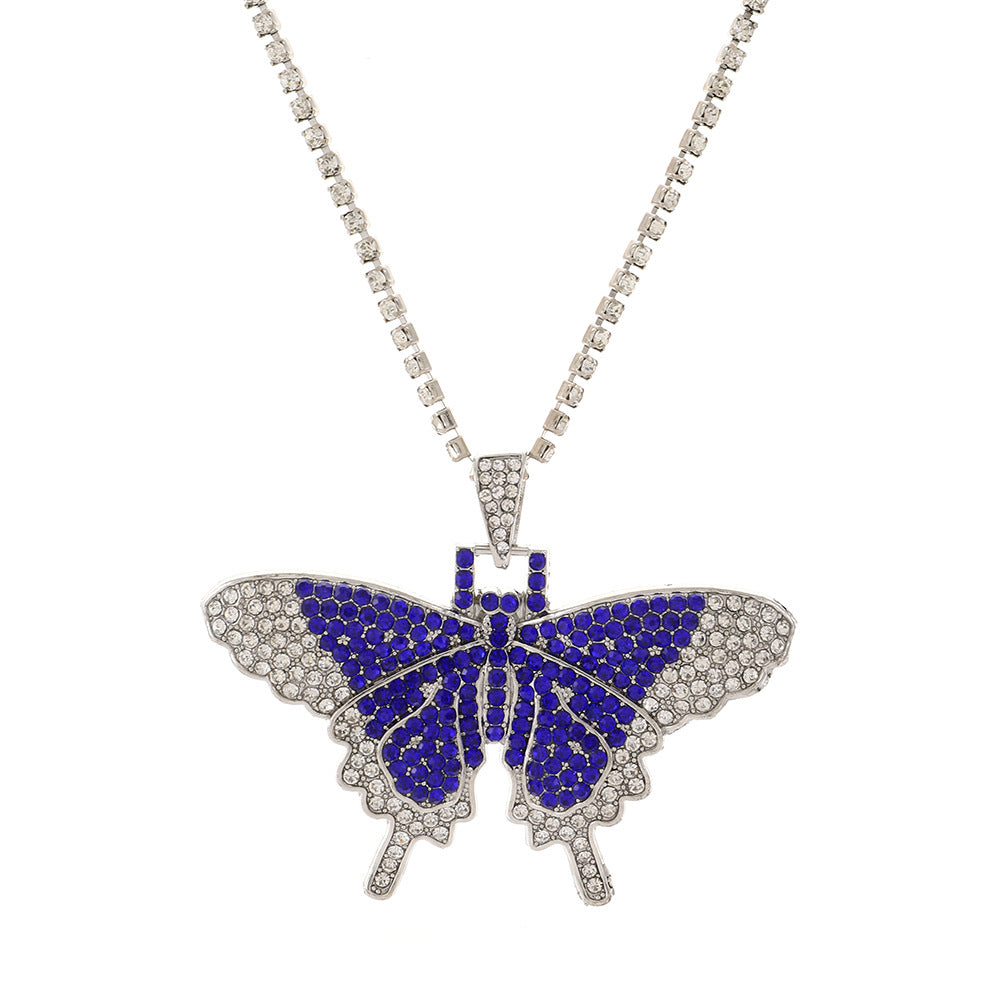 Wholesale Large Butterfly Diamond Hip-hop Alloy Necklace ACC-NE-HanQian003