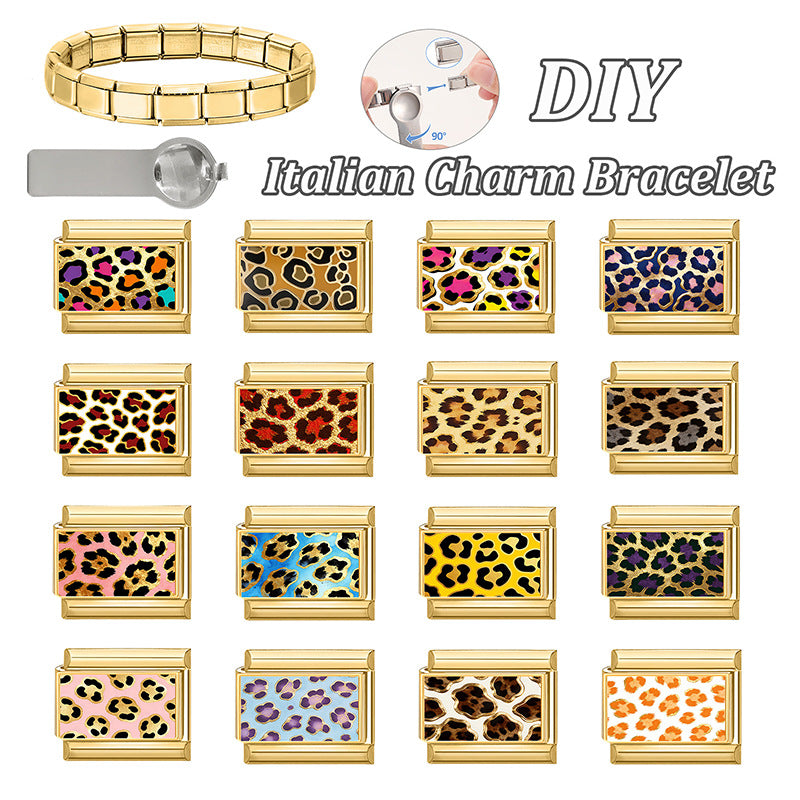 Wholesale Leopard Pattern DIY Modular Bracelet Accessories Alloy Plated Fashion Accessory for Boutique Resale