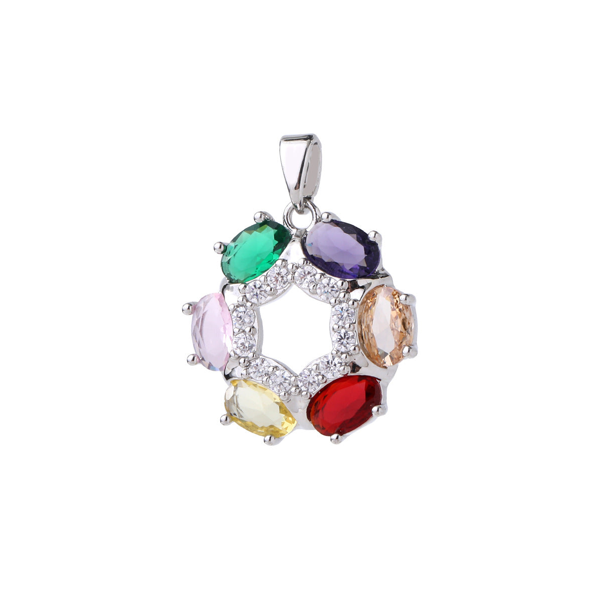 Wholesale Gold Plated Brass Zircon Pendant Snowflake Necklace Charm Elegant Round DIY Jewelry Accessory For Women Casual Boutique Resale