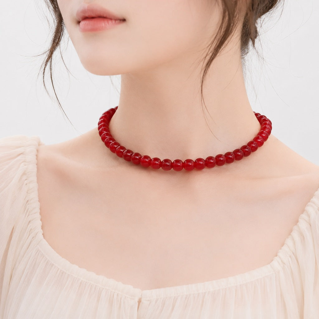 Wholesale Stylish White Faux Pearl Necklace For Women Elegant Cheongsam Collarbone Chain Gift Jewelry Accessory
