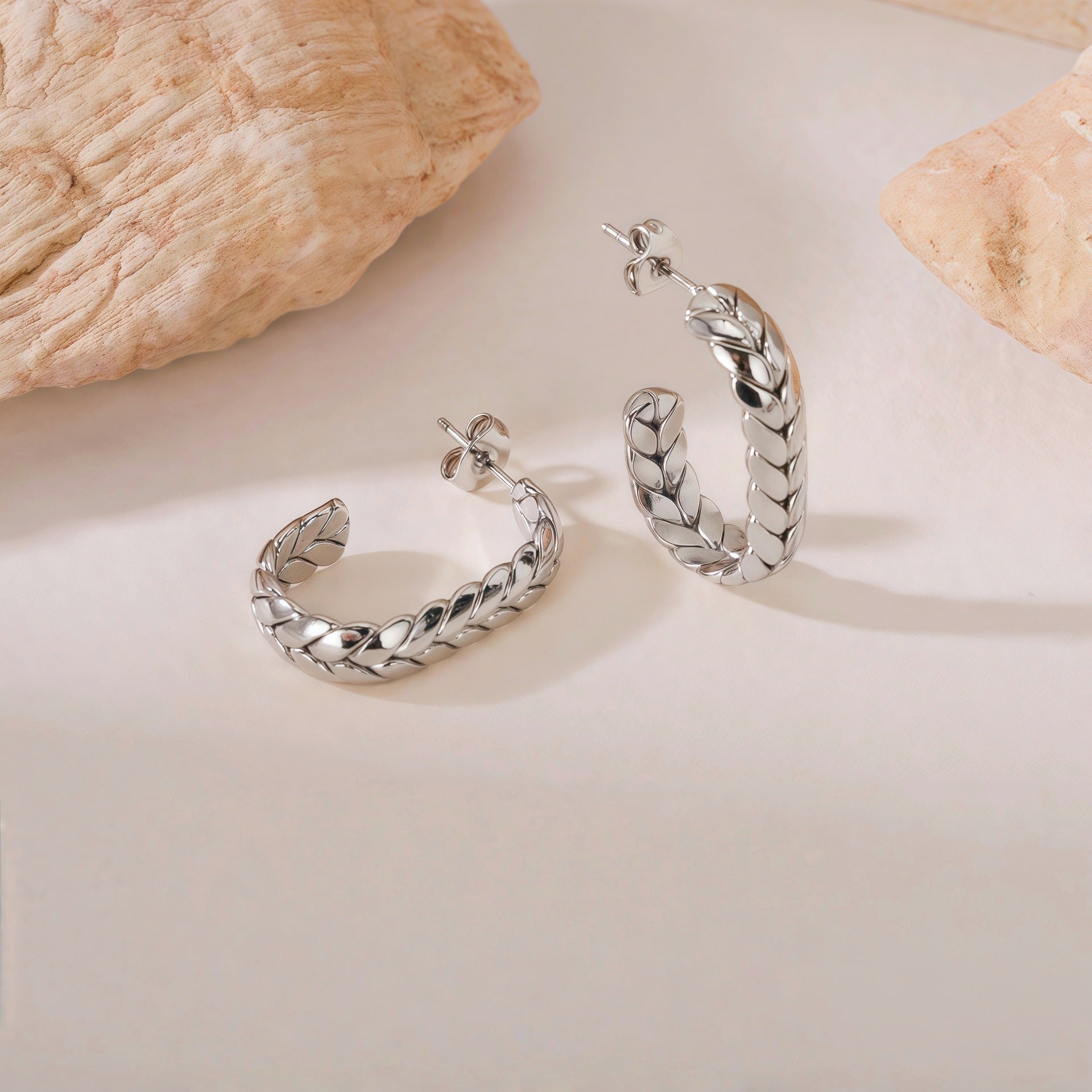 Wholesale Titanium Steel Wheat Ear Earrings