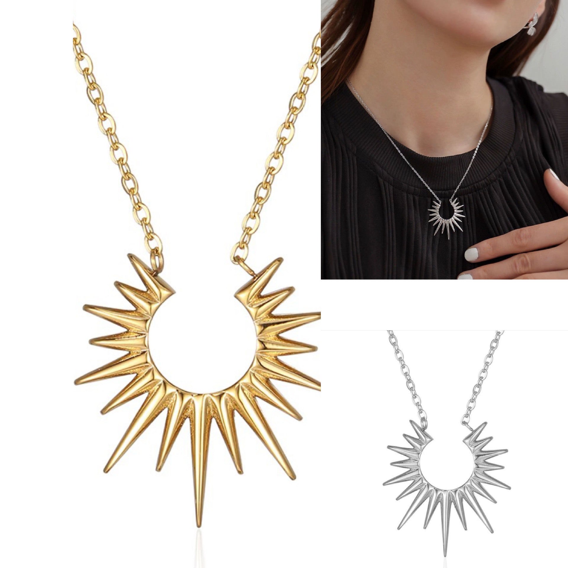 Wholesale Vintage Sunflower Pendant Necklace Unisex Open Collar Bone Chain Zinc Alloy Electroplated Fashion Accessory