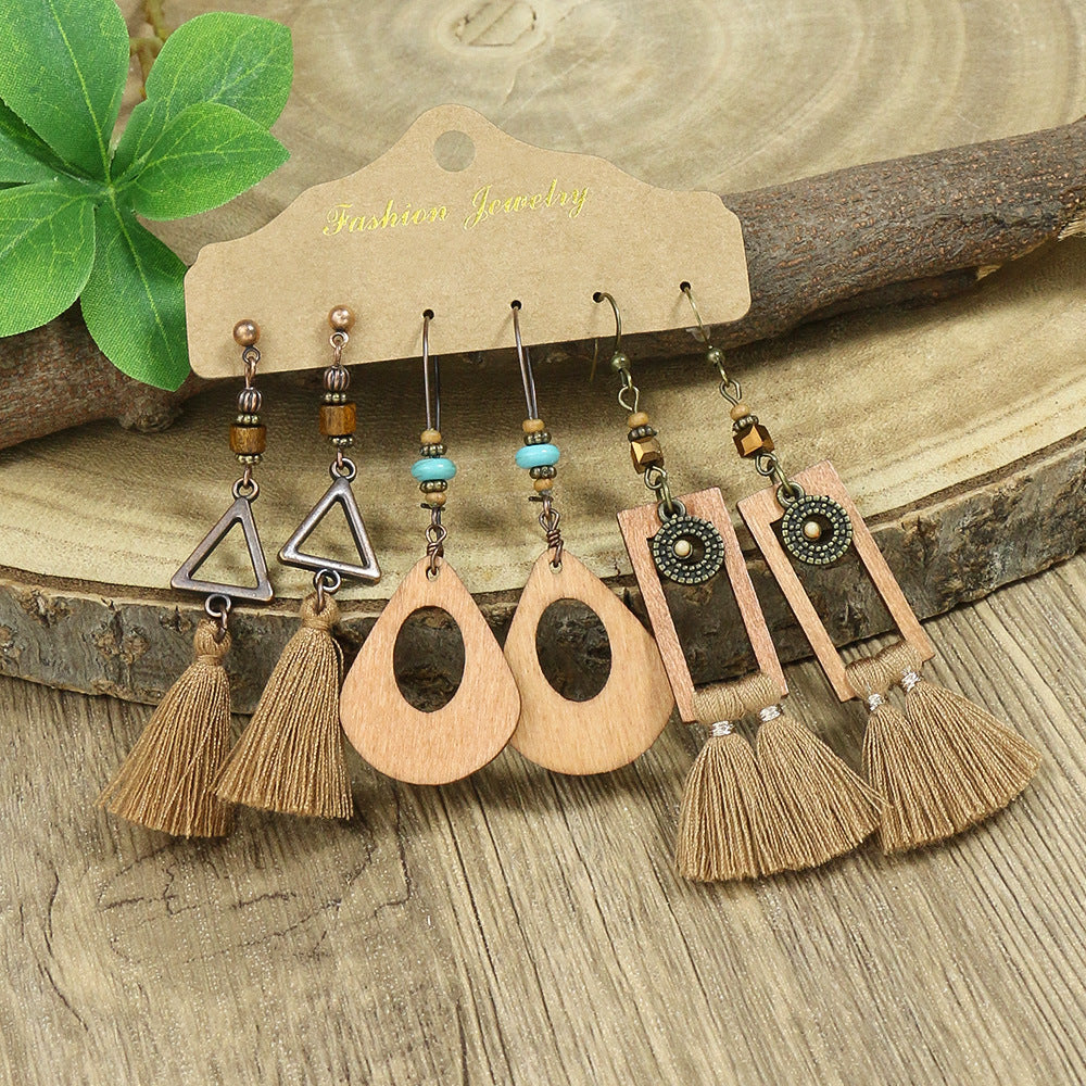 Wholesale Bohemian Big Circle Leaf Long Tassel Earrings Alloy - Stylish Jewelry Accessory