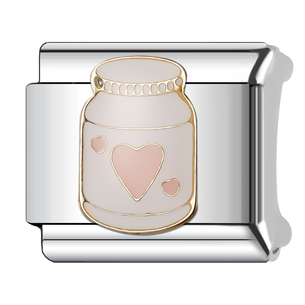 Wholesale Italian Charm Bracelet 9mm DIY Splicing Cartoon Cute Coffee Cup Stainless Steel Composable Bracelet