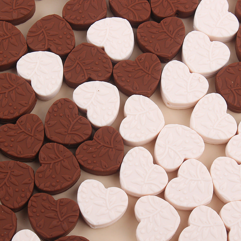 Wholesale 5pcs Silicone Printed Heart Focal Beads ACC-BDS-GuangTian029