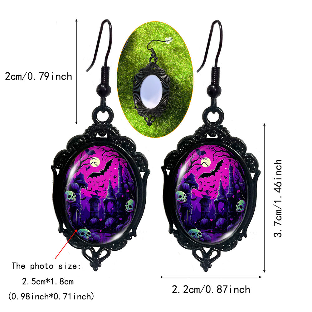 Wholesale Halloween Bloody Bat Oval Skull Earrings ACC-ES-XiangLian009