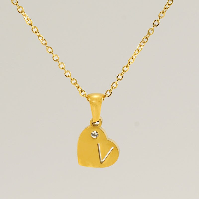 Wholesale Diamond Heart Letter Necklace ACC-NE-ZhongYao005