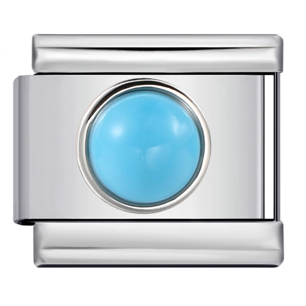 Wholesale Italian Charm Bracelet 9mm DIY Splicing Removable Circle Colored Stone Stainless Steel Composable Bracelet