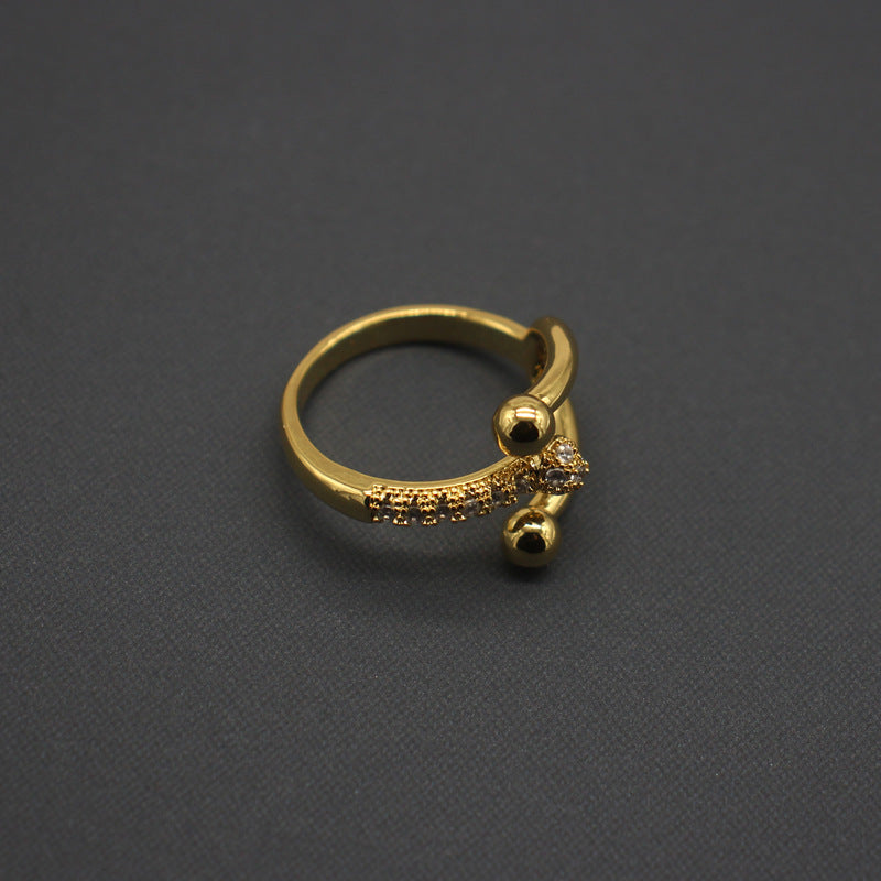 Wholesale Adjustable Copper Micro-Inlaid Zirconia 18K Real Gold Plated Ring