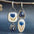 Wholesale  Geometric Enamel Diamond Earrings Creative Tibetan Blue Rhinestone Leaves Flower Pattern Earrings