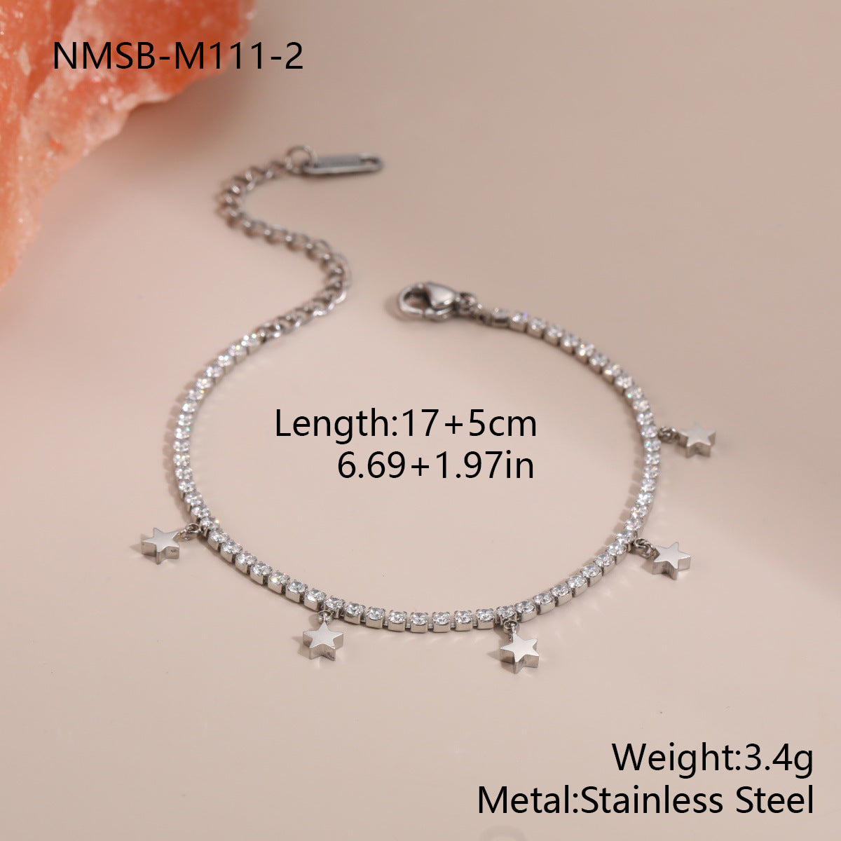 Wholesale Stainless steel full diamond star bracelet