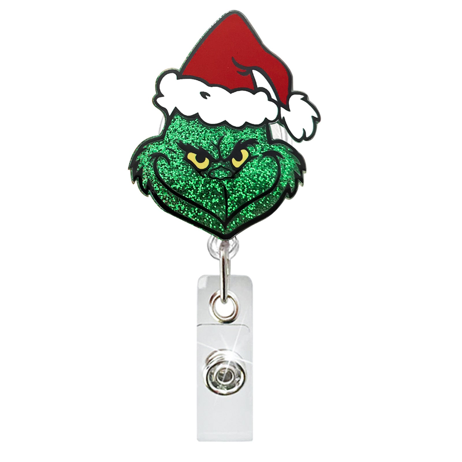 Wholesale Glitter Christmas Gingerbread Man Retractable Rotating Badge Keychain ACC-KC-QiDing021