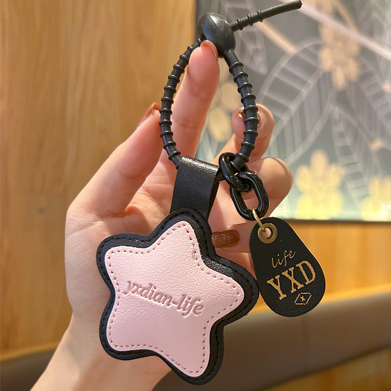 Wholesale Trendy Yellow Leather Heart Keychain Bag Charm Decorative Gift For Students