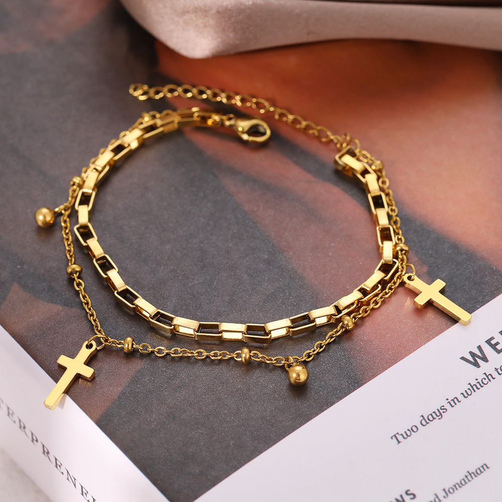 Wholesale Cross 18K Gold Plated Pendant Bracelet