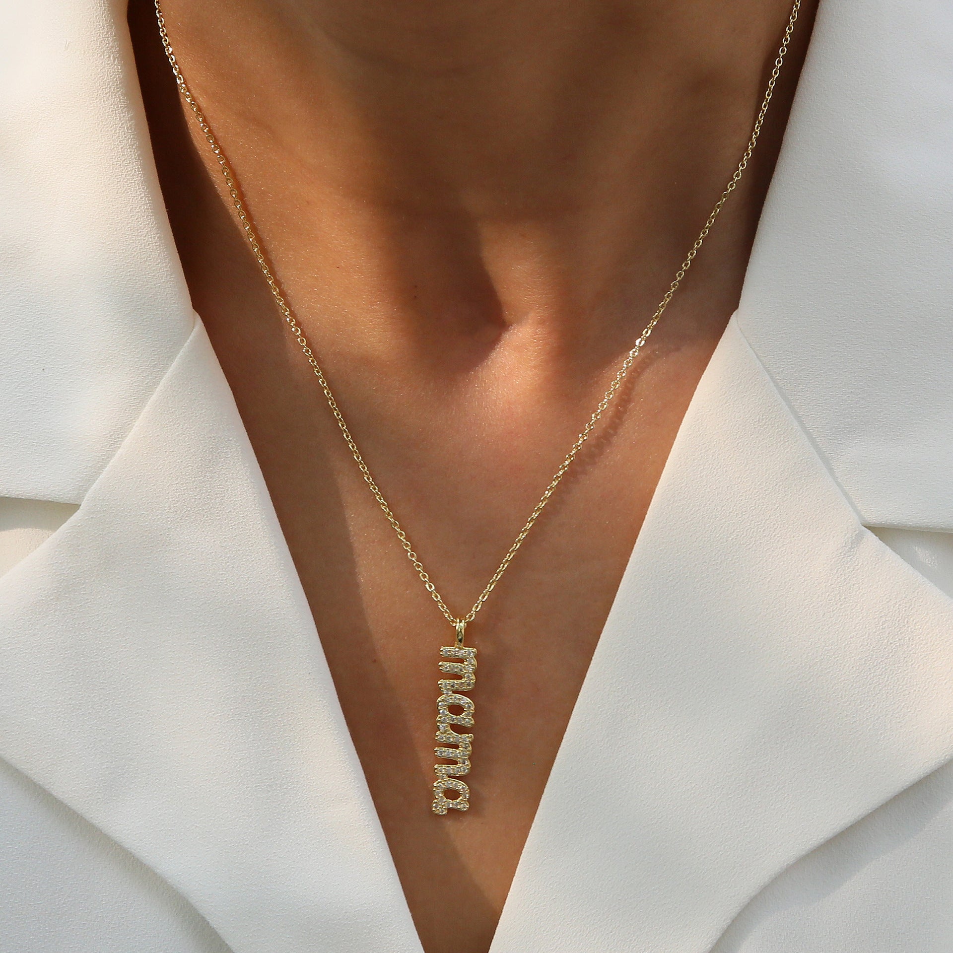 Wholesale Niche Design Brass Mother' s Day Mom mama/ mom Element Pendant Women' s Clavicle Chain Necklace