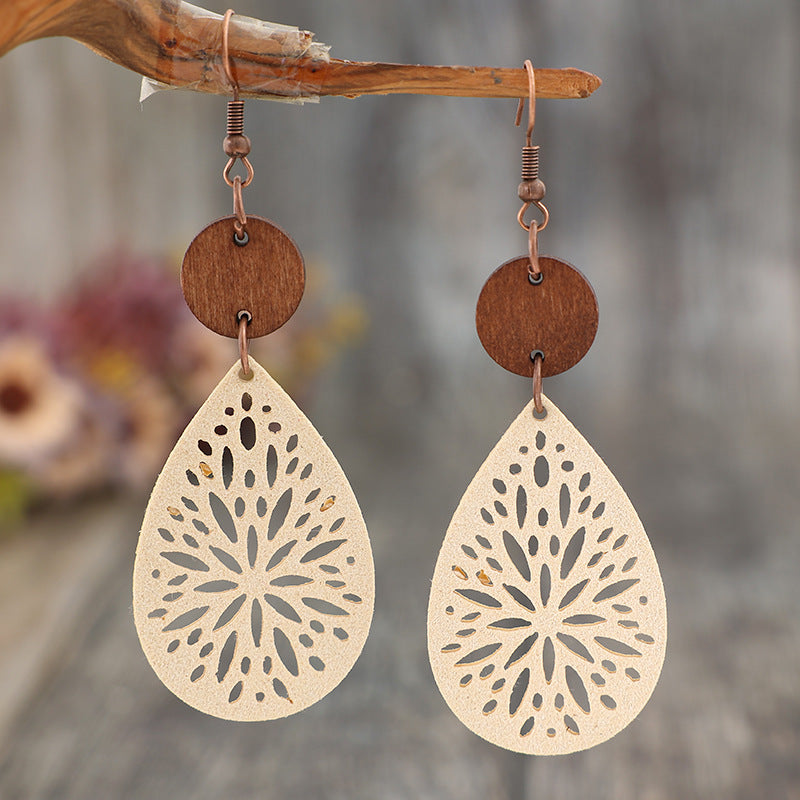 Wholesale Bohemian Retro Multi-Color Drop Leather Earrings Fashion Accessory for Party Gift