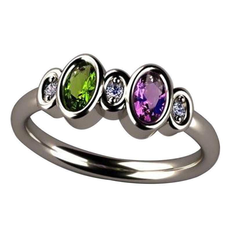 Wholesale Colored copper-inlaid zircon rings