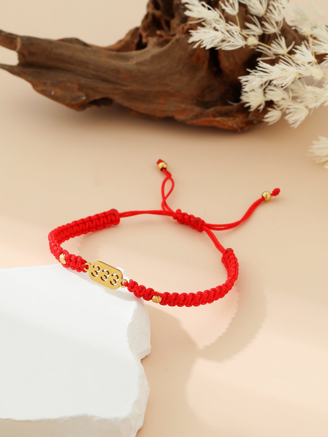 Wholesale hand-woven golden lucky number flat knot hand rope  bracelet