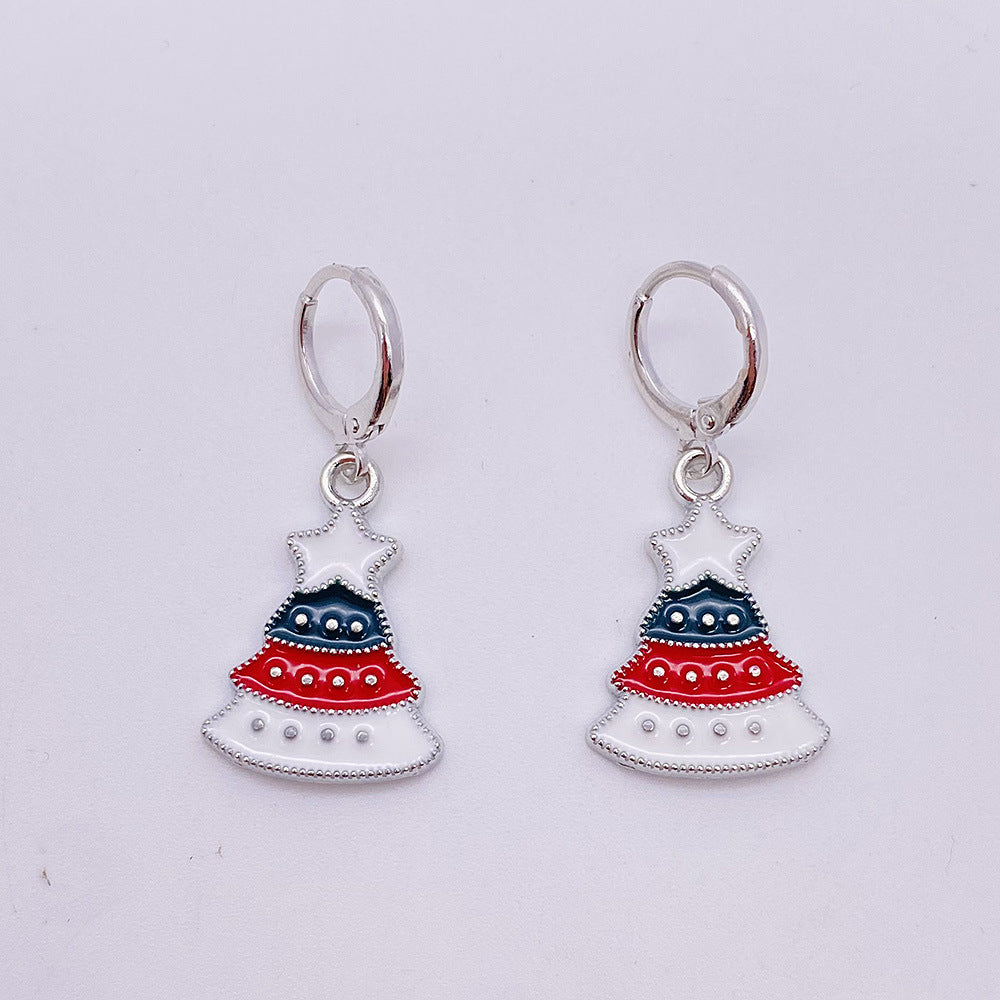 Wholesale Christmas Alloy Christmas Tree Snowman Oil Drop Pendant Earrings ACC-ES-ChenY067