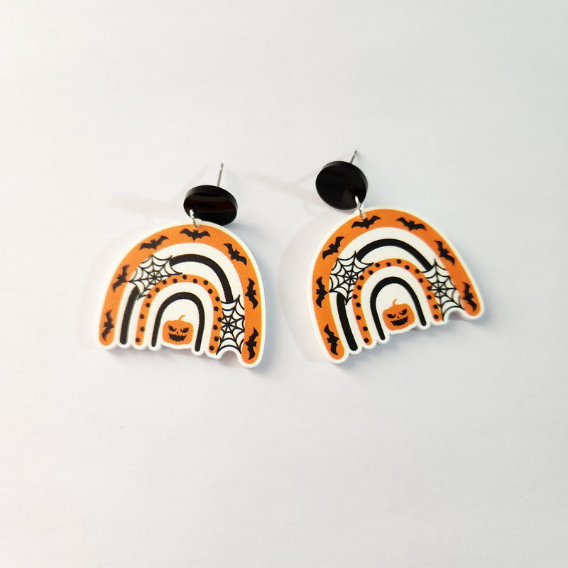 Wholesale Halloween Rainbow Elf Pumpkin Girls Bat Truck Love Resin Earrings ACC-ES-XP030