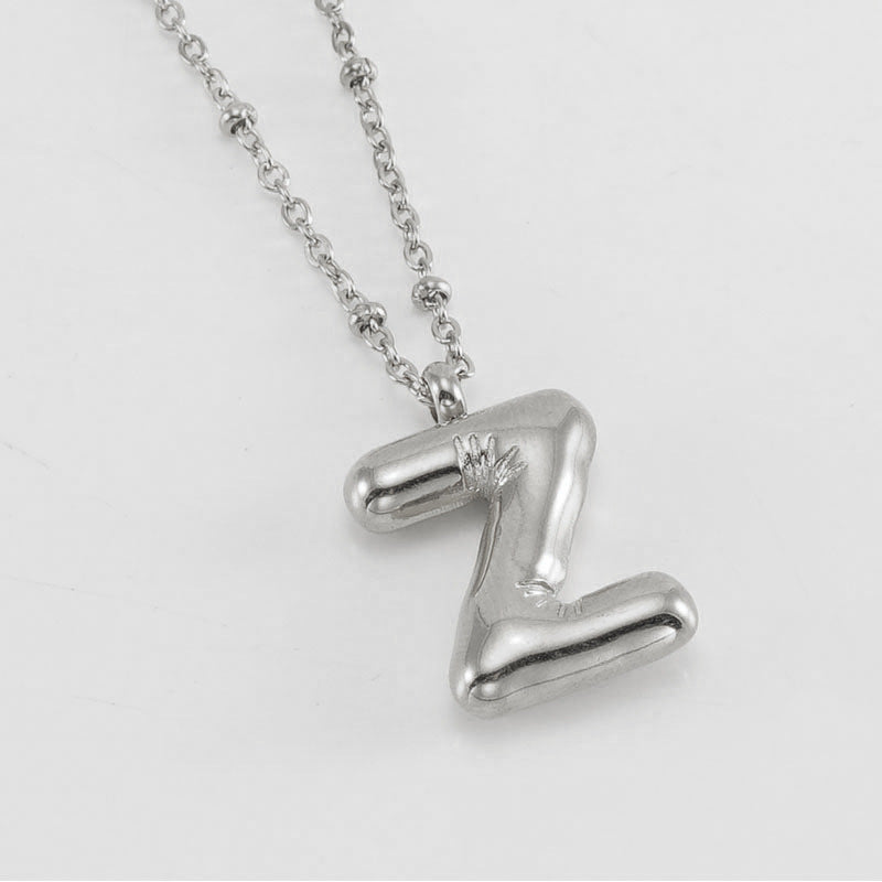 Wholesale  bubble letter necklace 18K stainless steel English letter pendant jewelry
