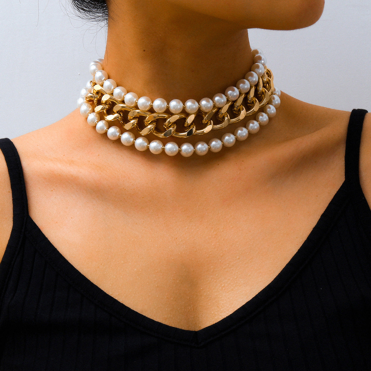 Wholesale Creative  Exaggerated  Pearl Multi-layer Necklace