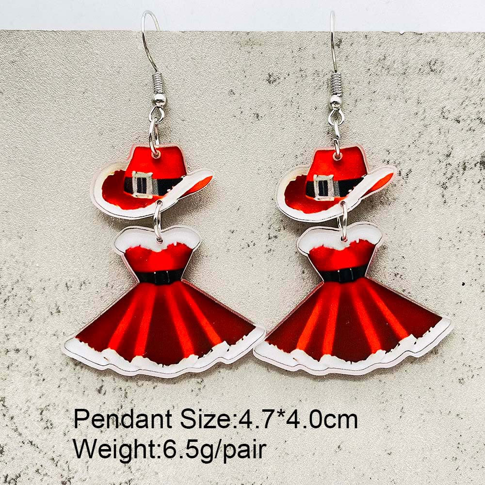 Wholesale Christmas Cute Princess Dress Acrylic Earrings ACC-ES-ChenY095