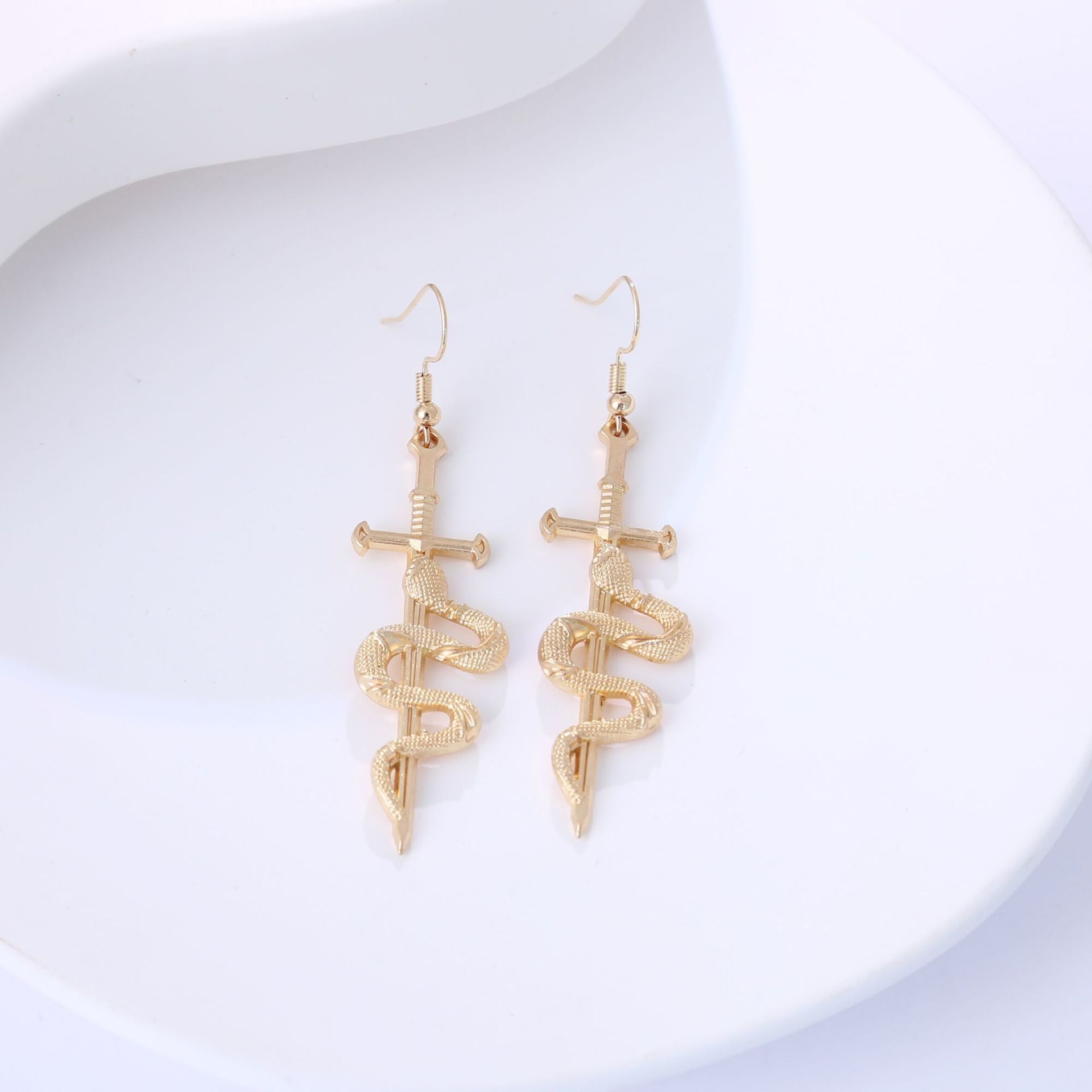 Wholesale Vintage Snake Cross Earrings Exaggerated Design Fashion Jewelry Accessory For Party Gift