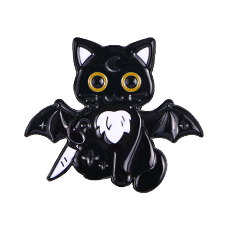 Wholesale  Black Cat Skull Brooch