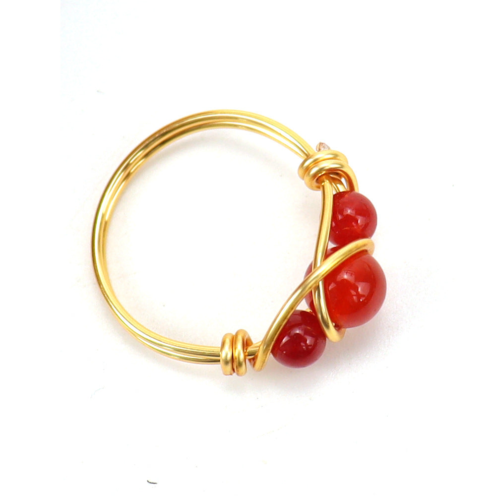 Wholesale  gold agate beads crystal ring