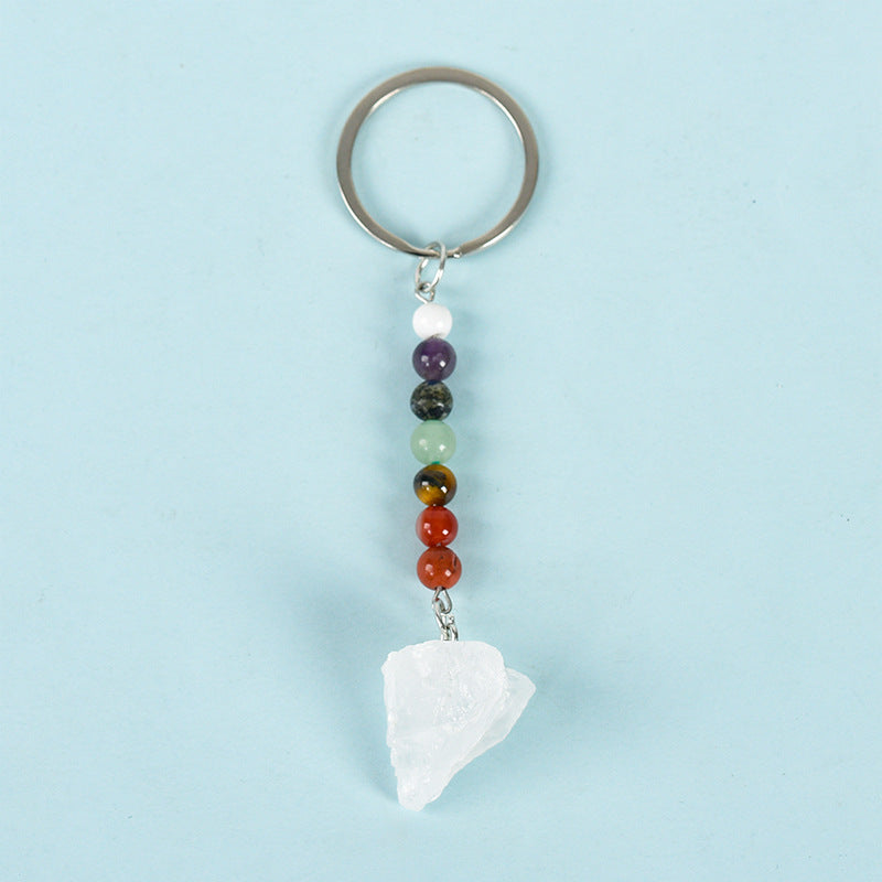Wholesale Natural Crystal Colorful Rough Stone Keychain ACC-KC-ZhiSF001