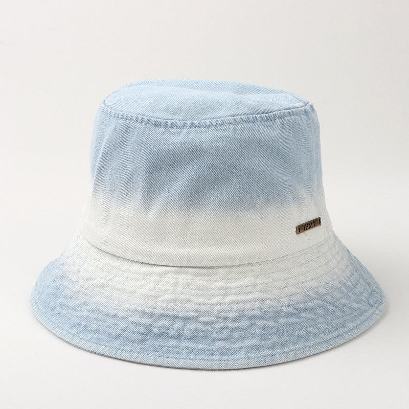 Wholesale  Denim fisherman hat  washed fashion gradient color basin hat sun protection sun hat bucket hat