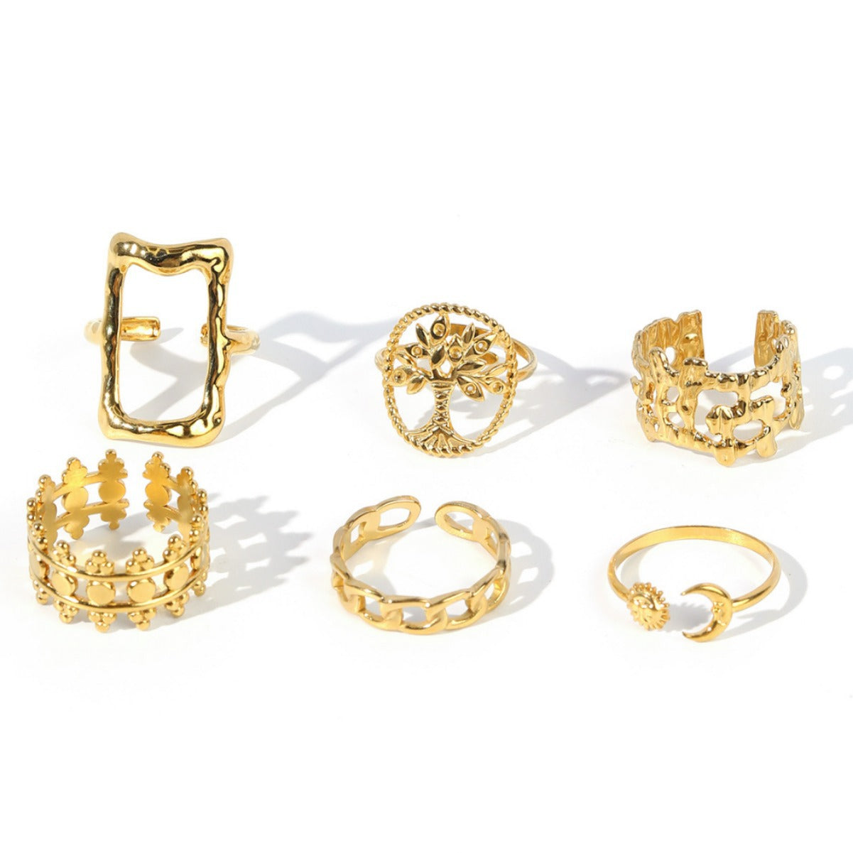 Wholesale Vintage Stainless Steel Ring 18k Gold Plated Tree of Life Rings ACC-RS-MuC017