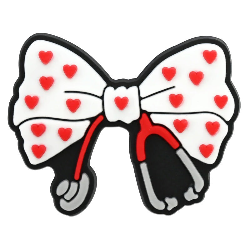 Wholesale  Random 100PCS cARtoon bows PVC Soft Rubber Shoe Buckle Decoration