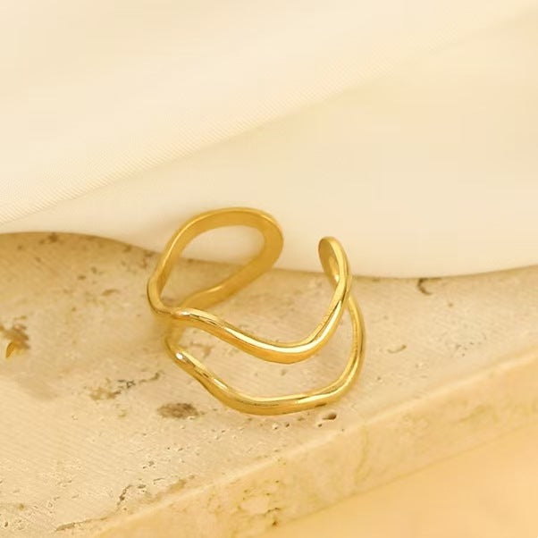 Anello di apertura a trama irregolare con goccia d'olio in acciaio inossidabile all'ingrosso