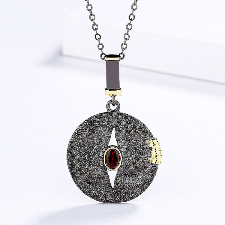 Wholesale Two-color Black Gold Three-piece Set Retro Geometric Exaggerated Ring Necklace Asymmetrical Earrings ACC-NE-SMLK002