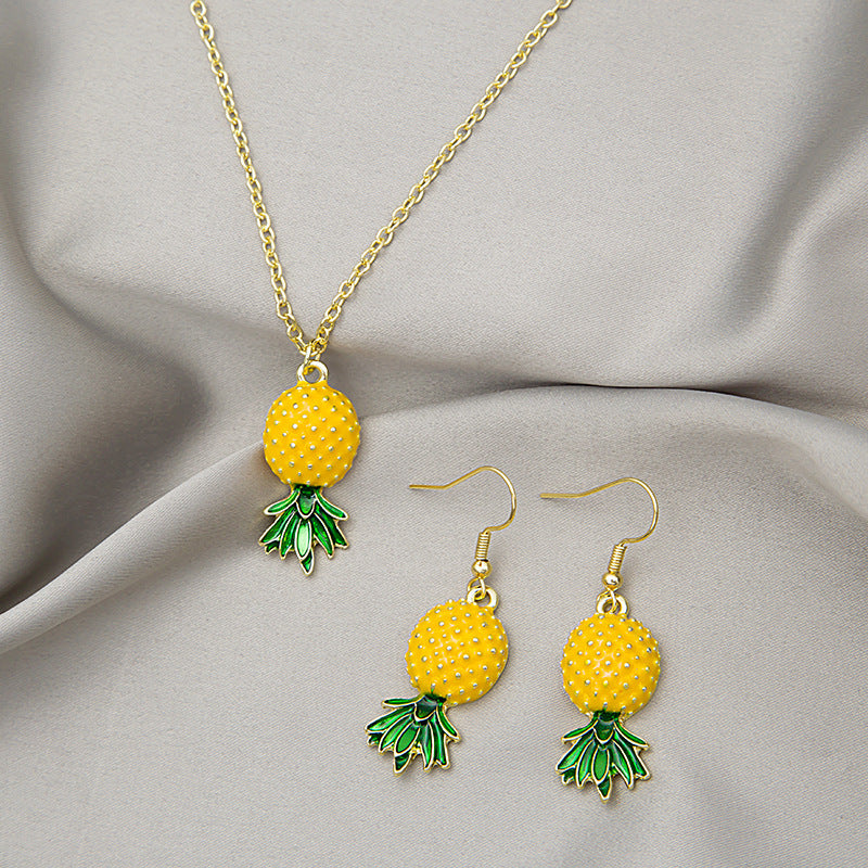 Wholesale  Fruit Pineapple Earrings Necklace suit