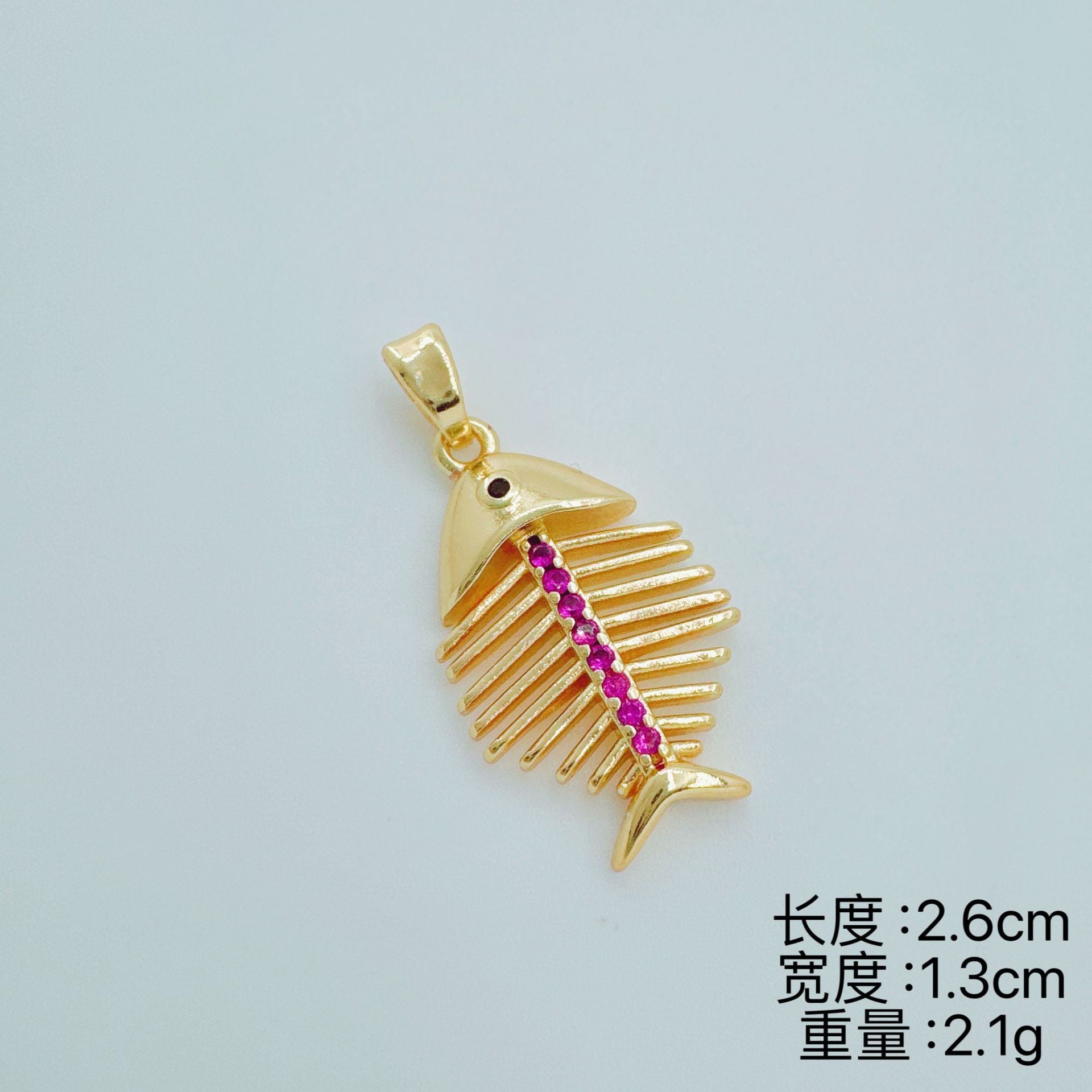 Wholesale Chic Fish Bone Design Pendant Gold Plated Copper Zircon Jewelry Accessory for DIY or Boutique Resale