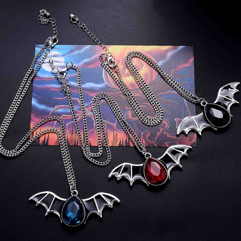 Wholesale Bat Pendant Dripping Oil Necklace Trendy Fashion Accessory For Couples