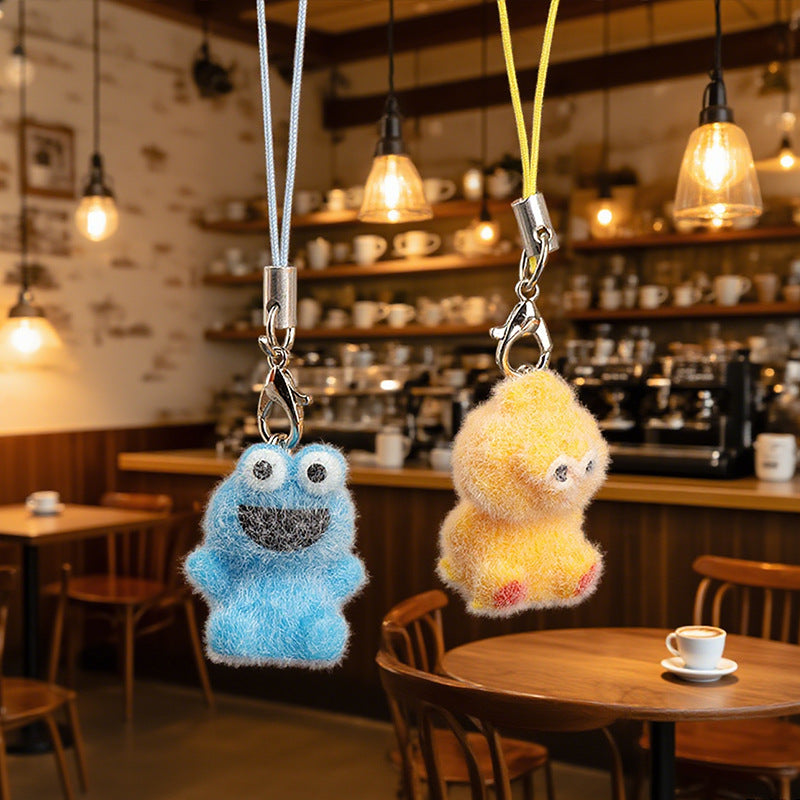 Wholesale Cute mini flocked puppy and bear mobile phone chain