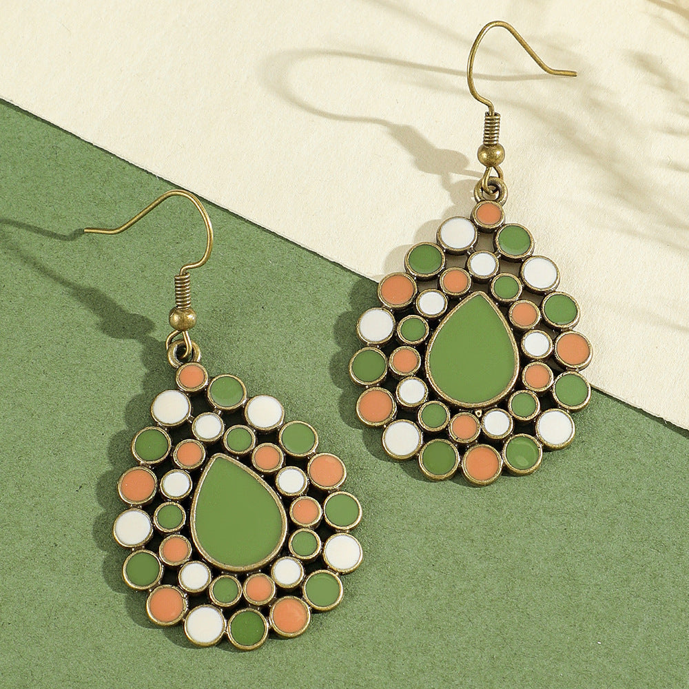 Wholesale Bohemian Green Forest Earrings Set,  Zinc Alloy Ethnic Style