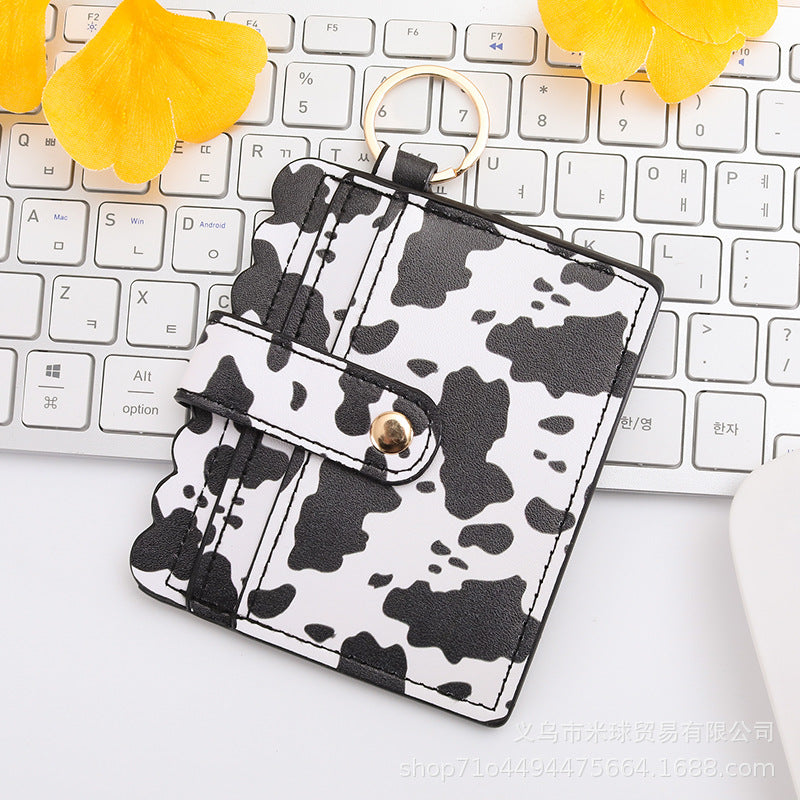 Wholesale Independence Day Cow Print Leopard Print PU Pickup Bag Keychain ACC-KC-MiQiu004