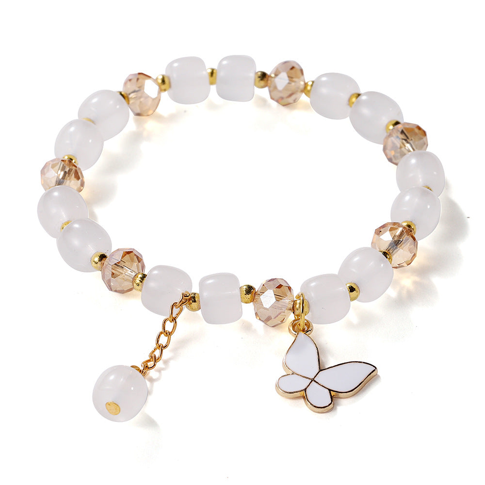 Wholesale Blue Butterfly Artificial Crystal Beaded Bracelet Chinese Style Chic Fashion Accessory Travel Souvenir Gift